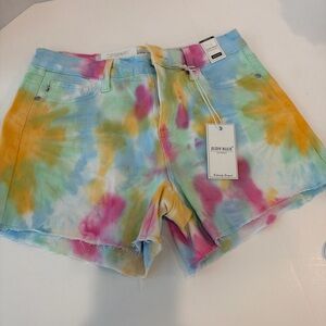 NWT Judy Blue Women's Tie-Dye Rainbow Cutoff Shorts Medium